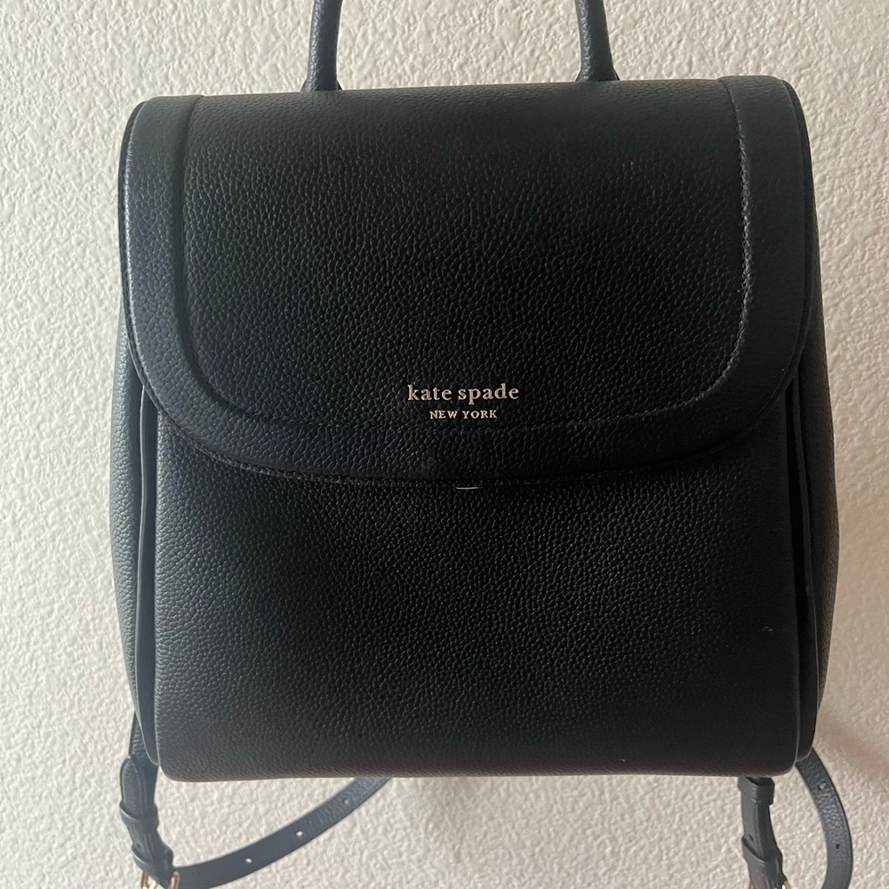 Kate Spade New York Black Leather Backpack Gold Hardware EUC